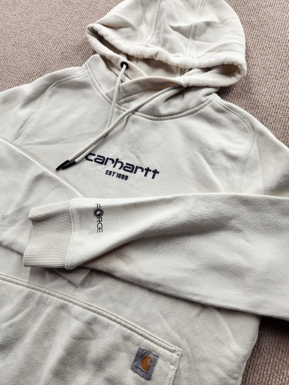 Carhartt Force Women's S White Fleece Pullover Hoodie Relaxed Fit Logo Pockets